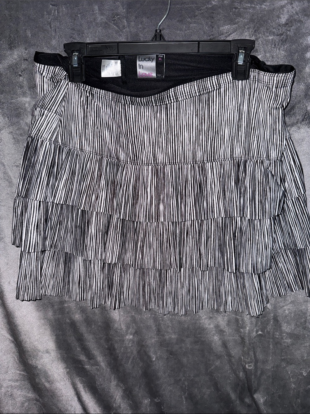 Lucky in Love Black & White Striped Tiered Mini Skirt